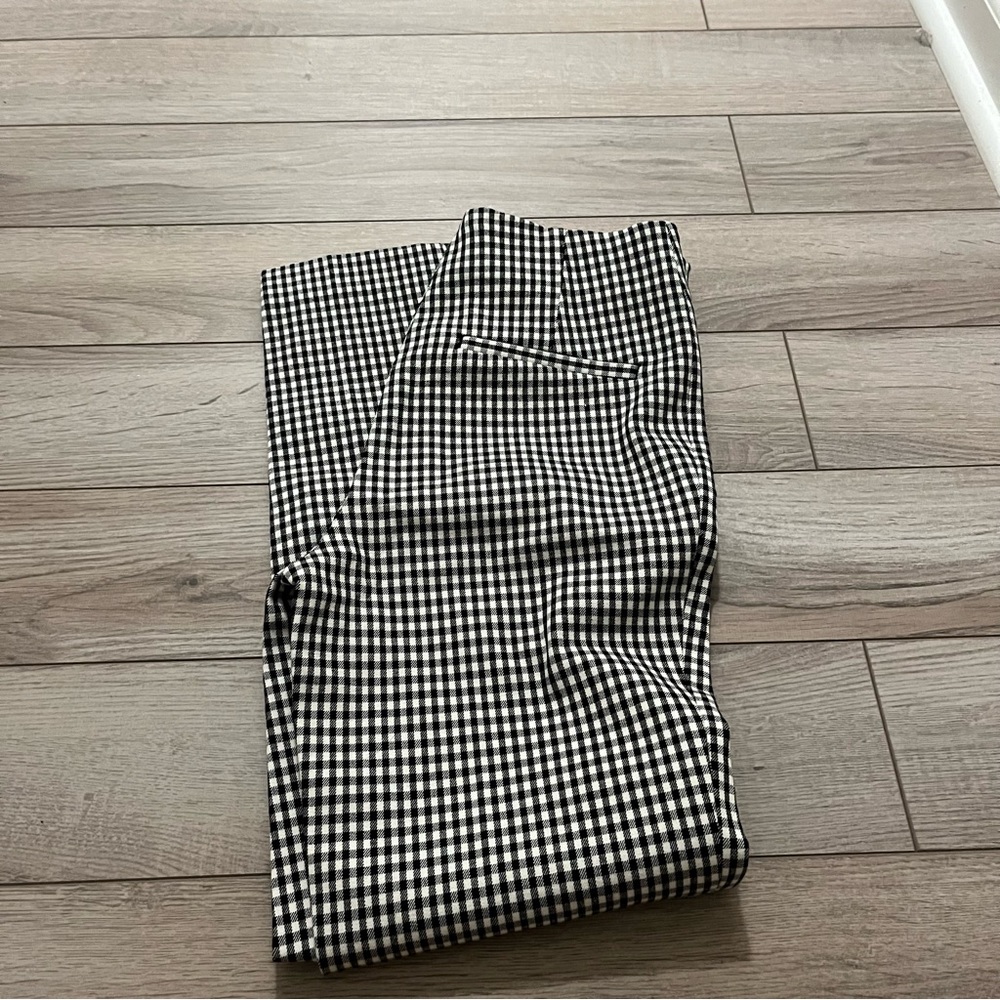 H&M Black White Gingham Pants 2 NWT